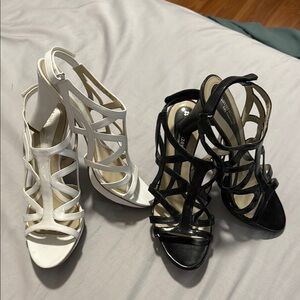 Elegant Black and White Strappy Heels